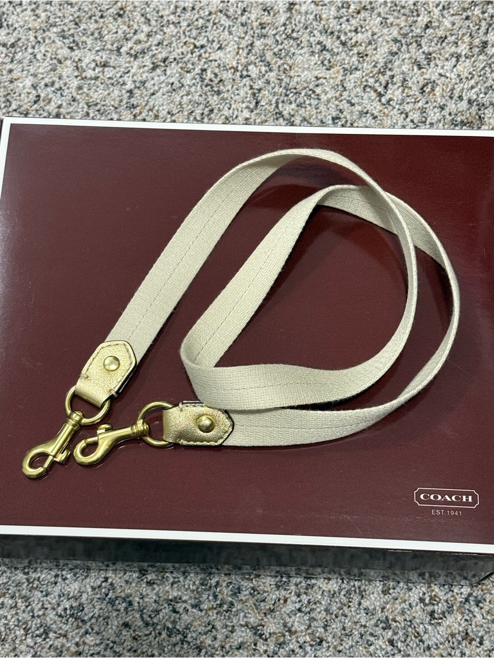 COACH Y2K NEW Beige Canvas Crossbody Strap with Gold Hardware